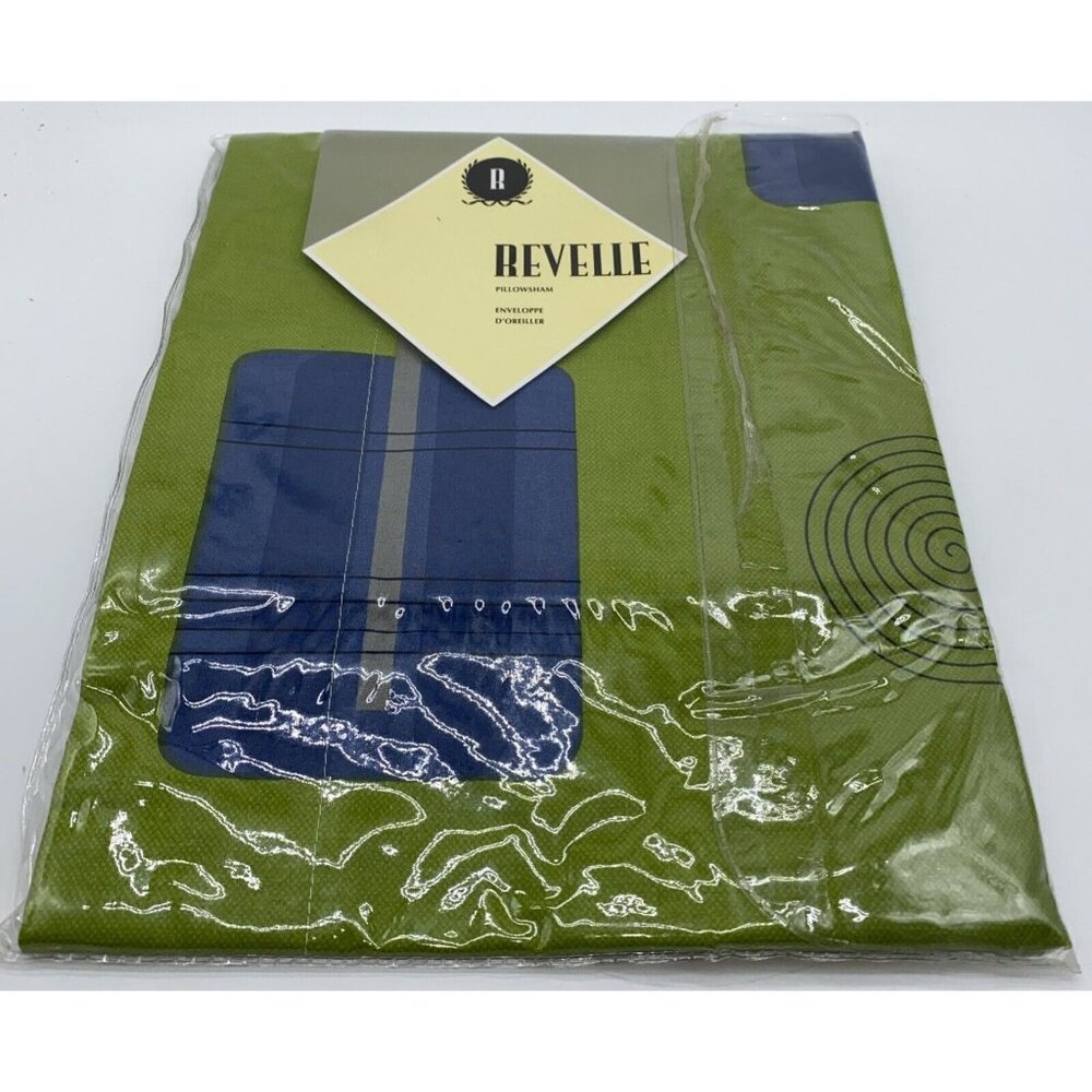 Revelle Fizz Swirl Euro Pillowsham  26” X 26” Cotton Green Blue Pillow Sham